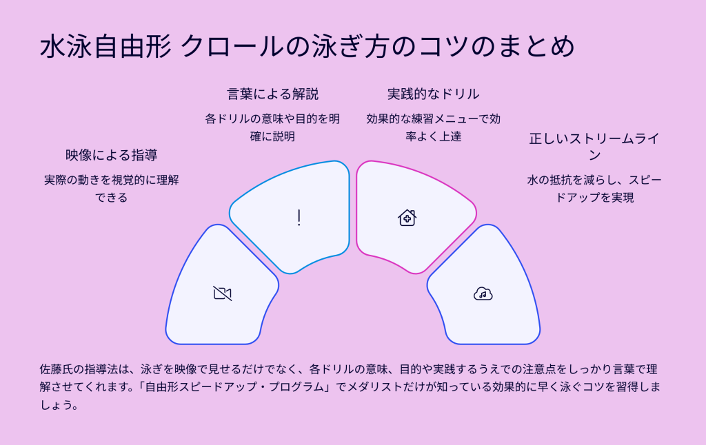 水泳自由形 クロールの泳ぎ方のコツのまとめ