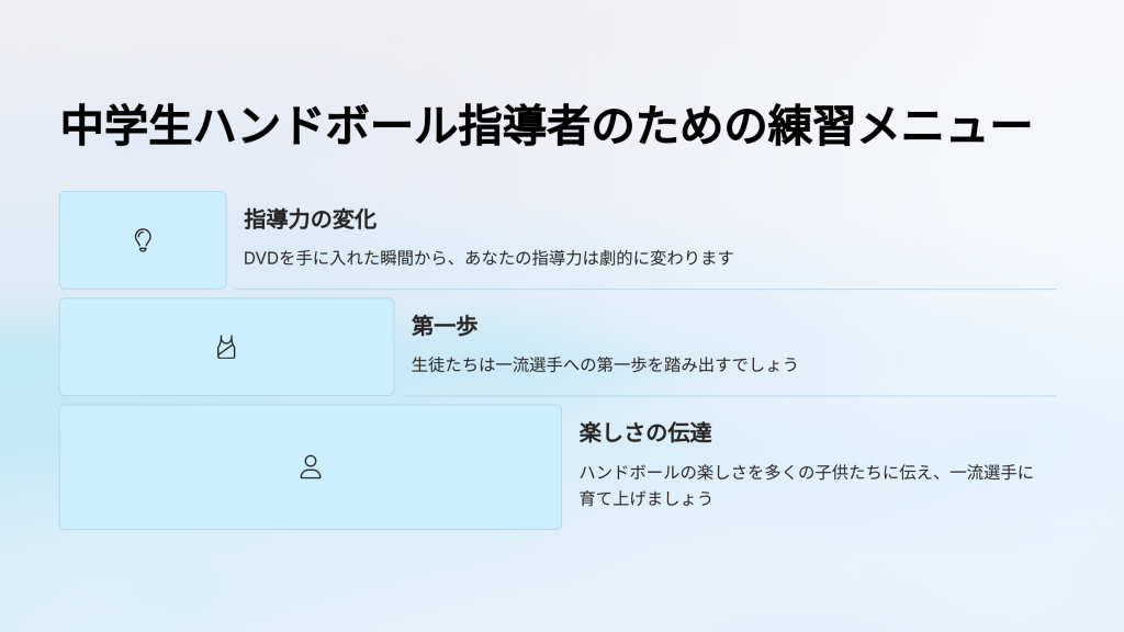 中学生ハンドボール指導者のための練習メニュー