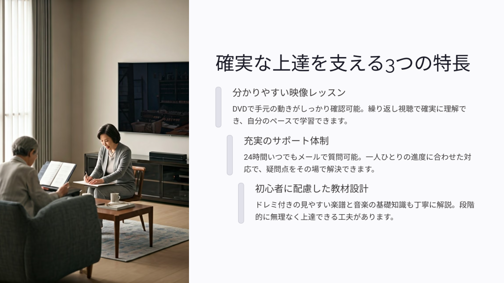 確実な上達を支える3つの特長
