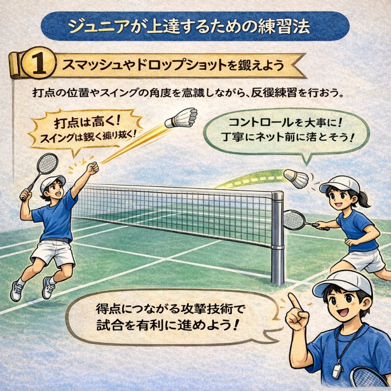 小学生ジュニアのバドミントンが上手くなるには?小平ジュニアで実践されている育成法が鍵 8 s ①図解